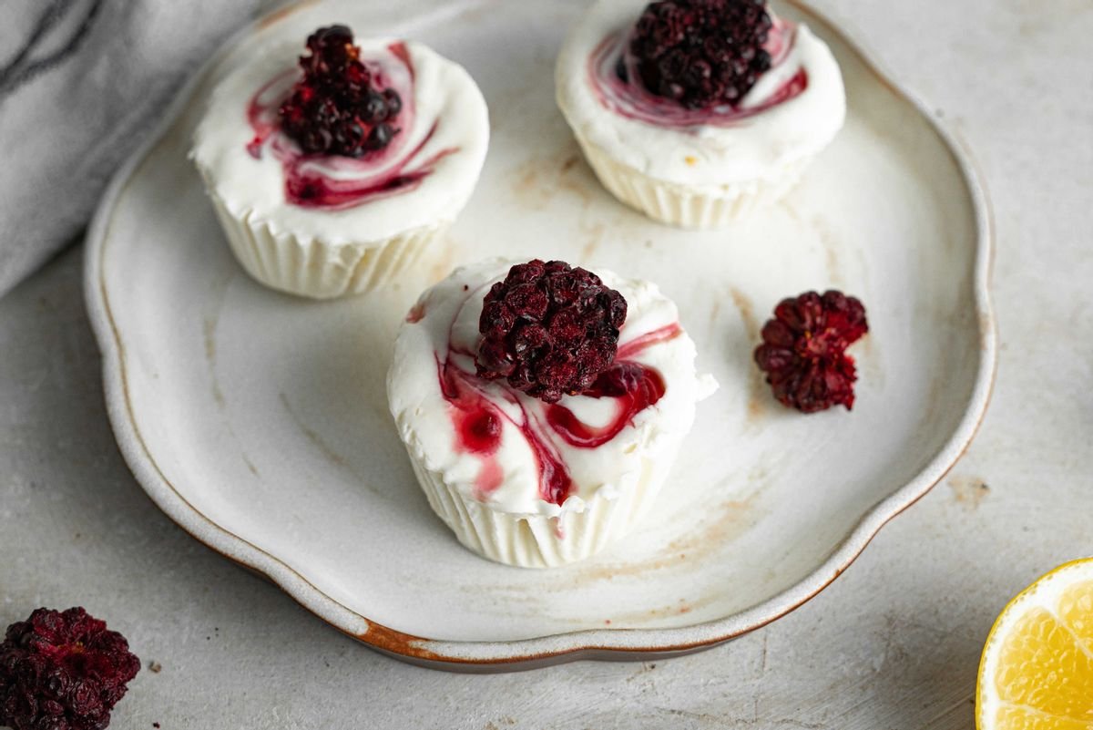Blackberry Swirl Keto Cheesecake Bites