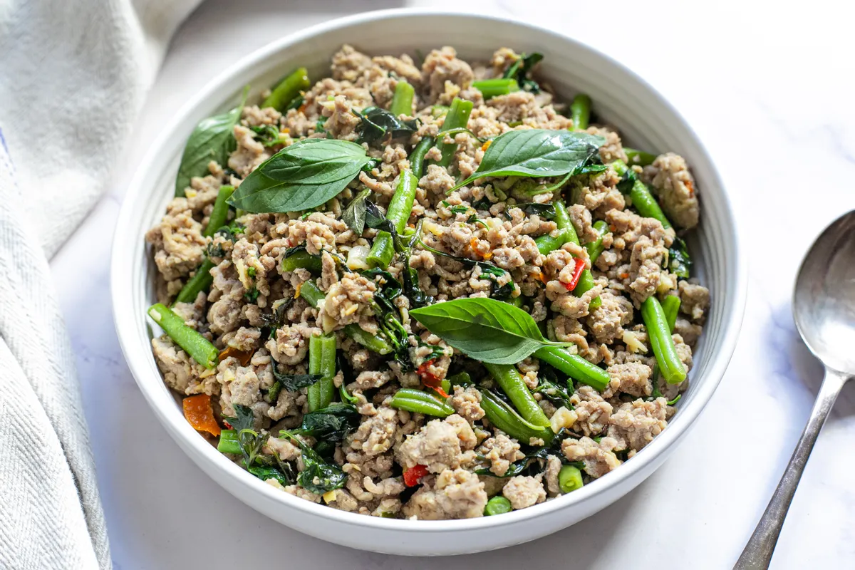 Easy Keto Spicy Stir-fried Pork with Thai Basil (Pad Kra Pao Moo)