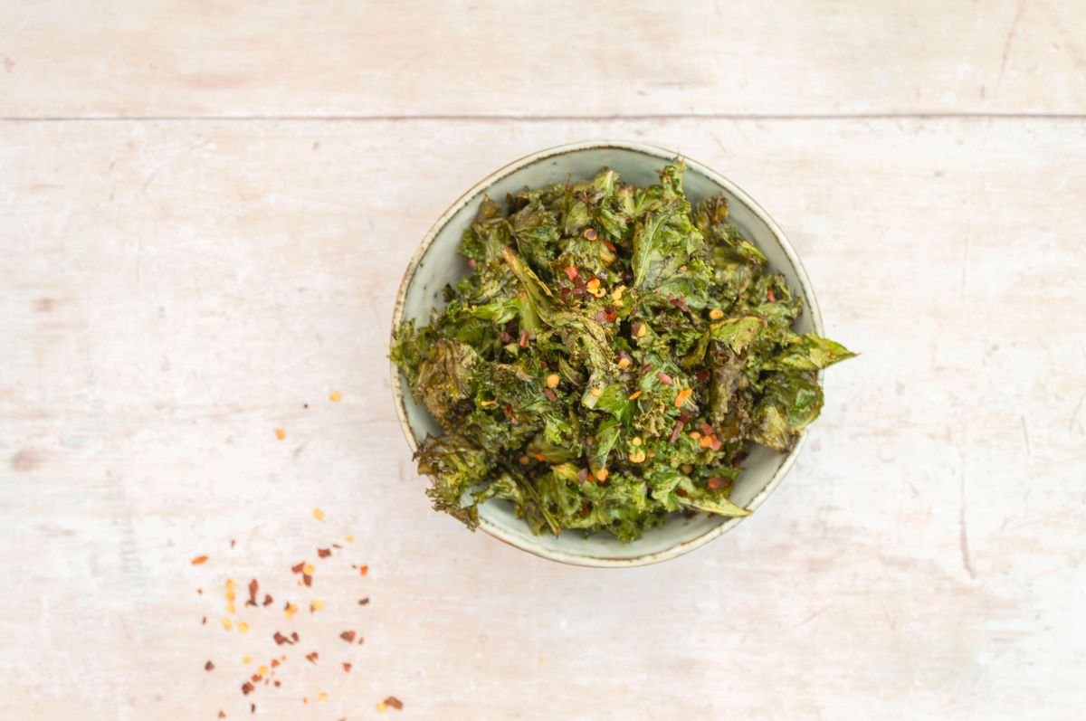 Keto Air Fryer Balsamic Kale Chips