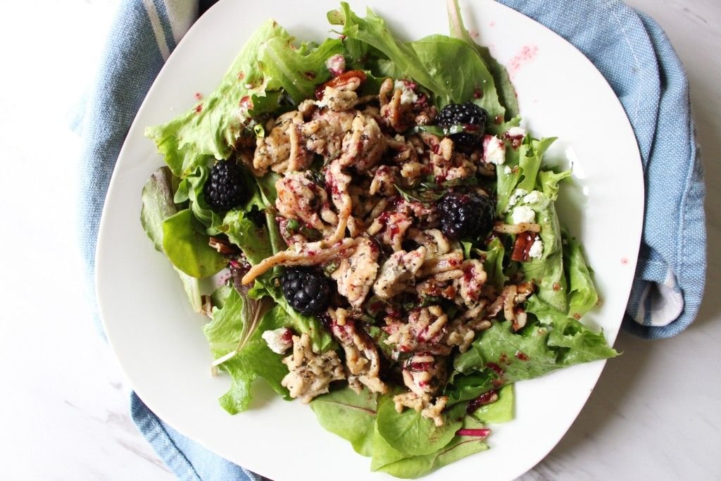 Keto Blackberry Feta & Warm Chicken Salad