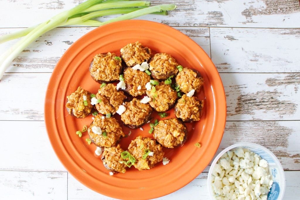 Keto Buffalo Chicken and Blue Cheese Stuffed Mushrooms
