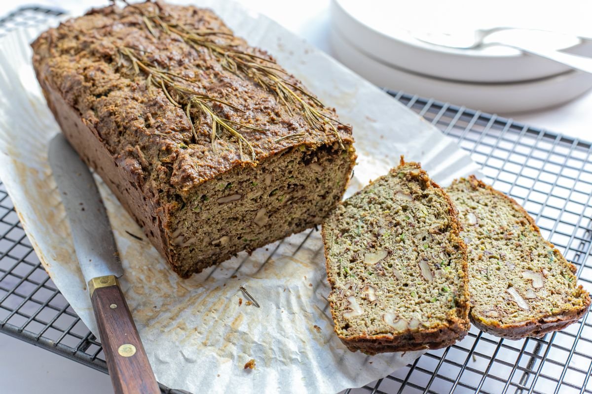 Keto Cream Cheese Zucchini Bread With Walnuts and Rosemary