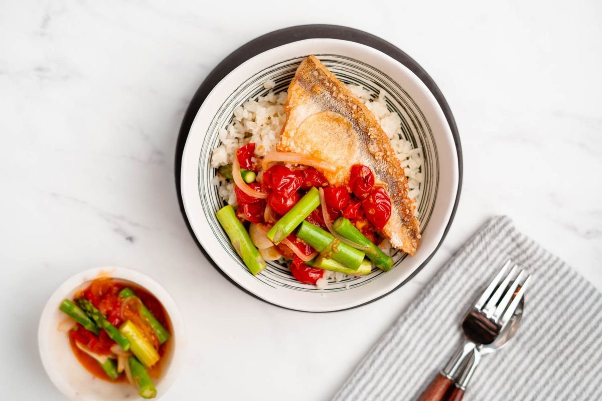 Keto Crispy Walleye Cauliflower Bowls