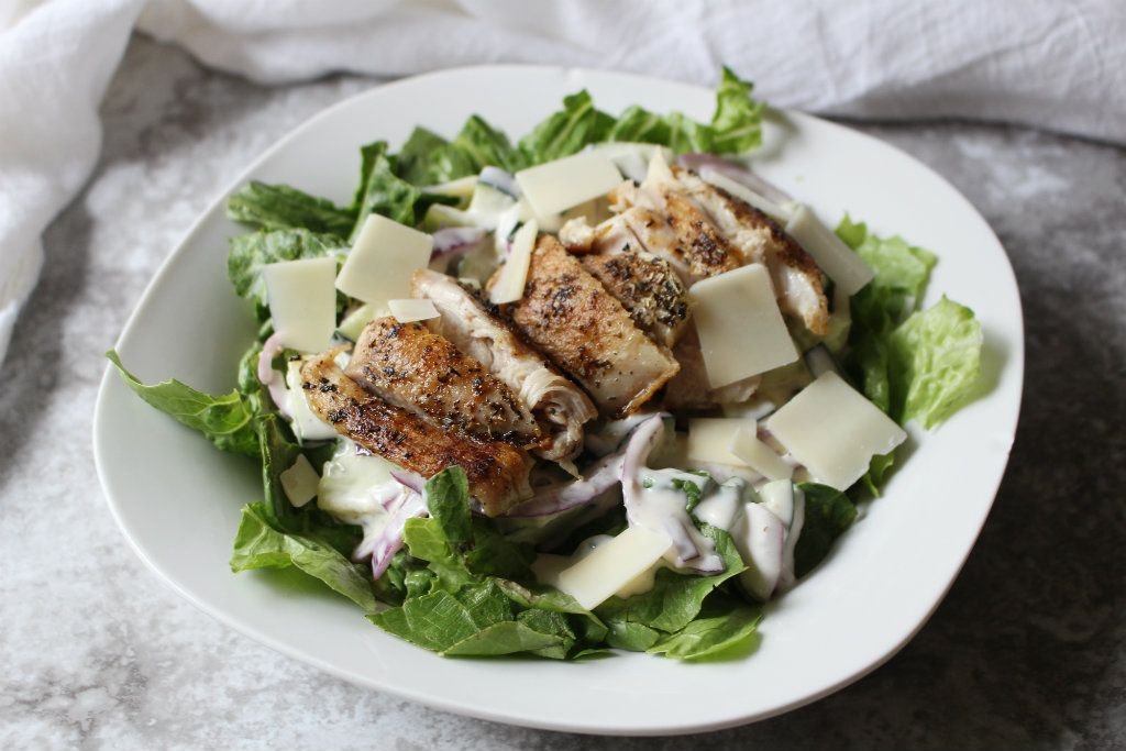 Keto Cucumber Chicken Caesar Salad