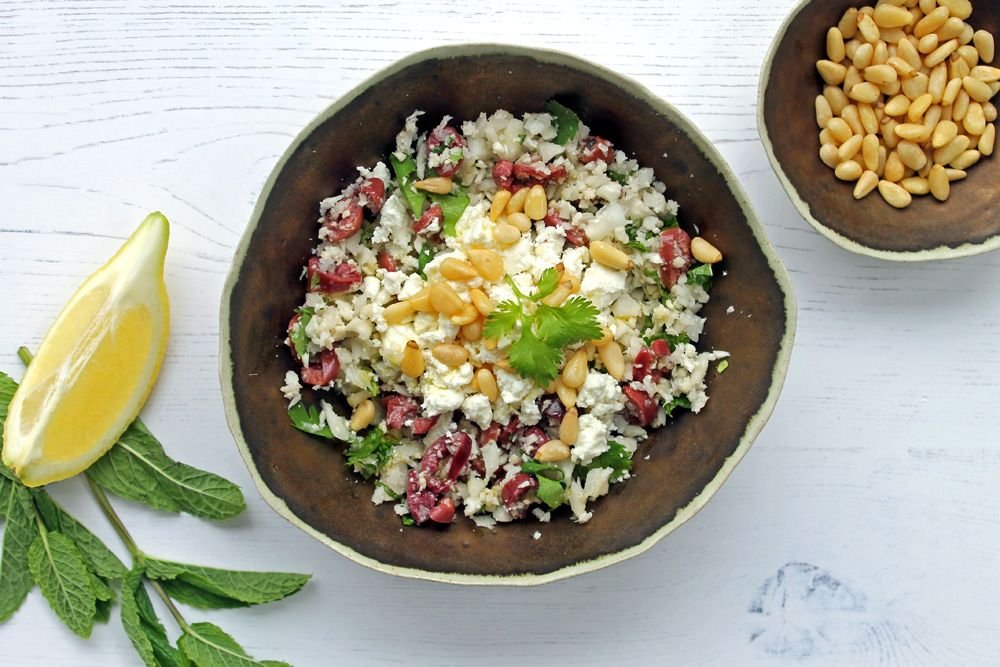 Keto Feta And Olive ‘Couscous’ Salad