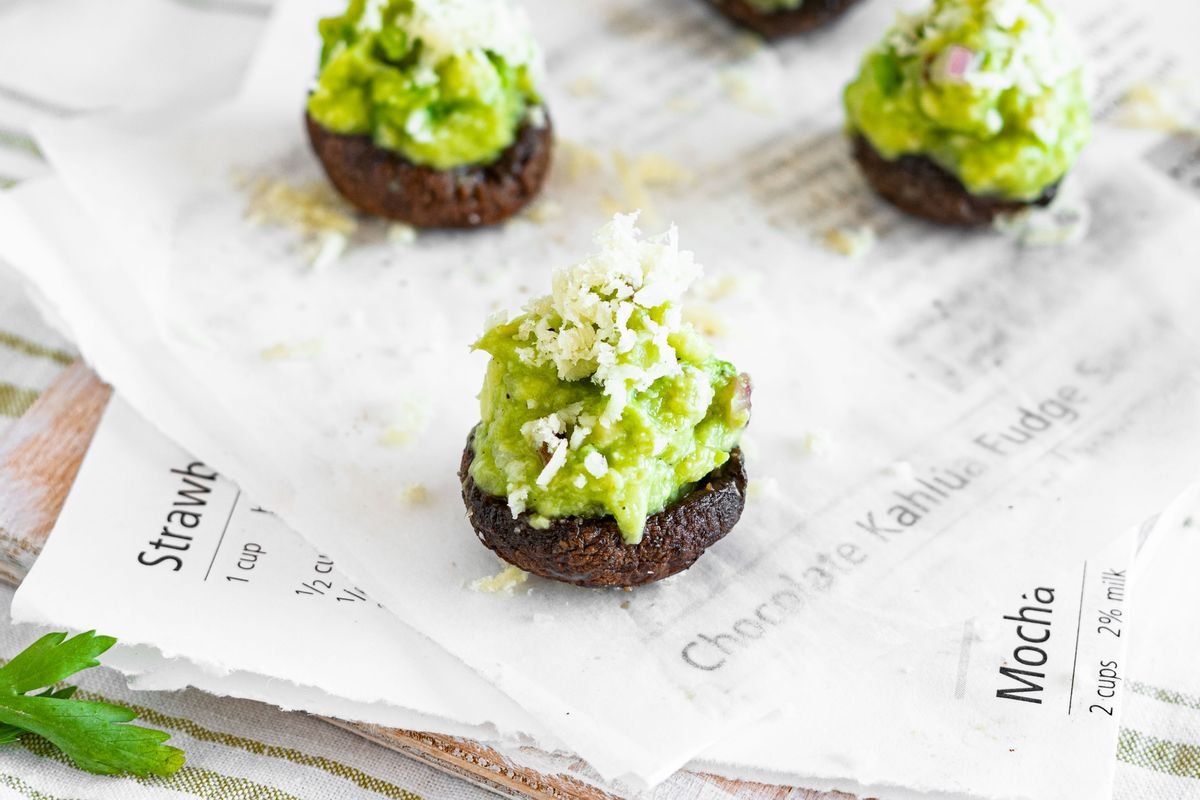 Keto Guacamole Stuffed Mushroom Snack Bites