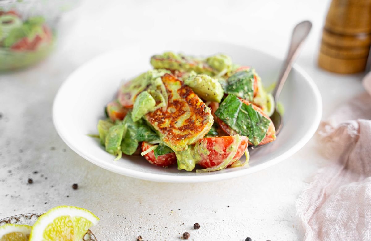 Keto Halloumi Caprese Summer Salad