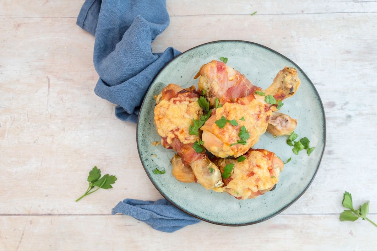 Keto Kid-Friendly Bacon Wrapped Drumsticks