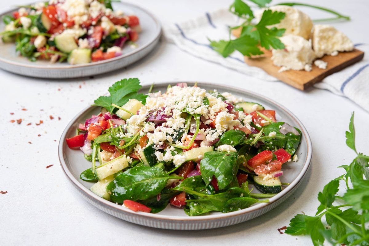 Keto Mediterranean Vegetable Salad with Italian Dressing