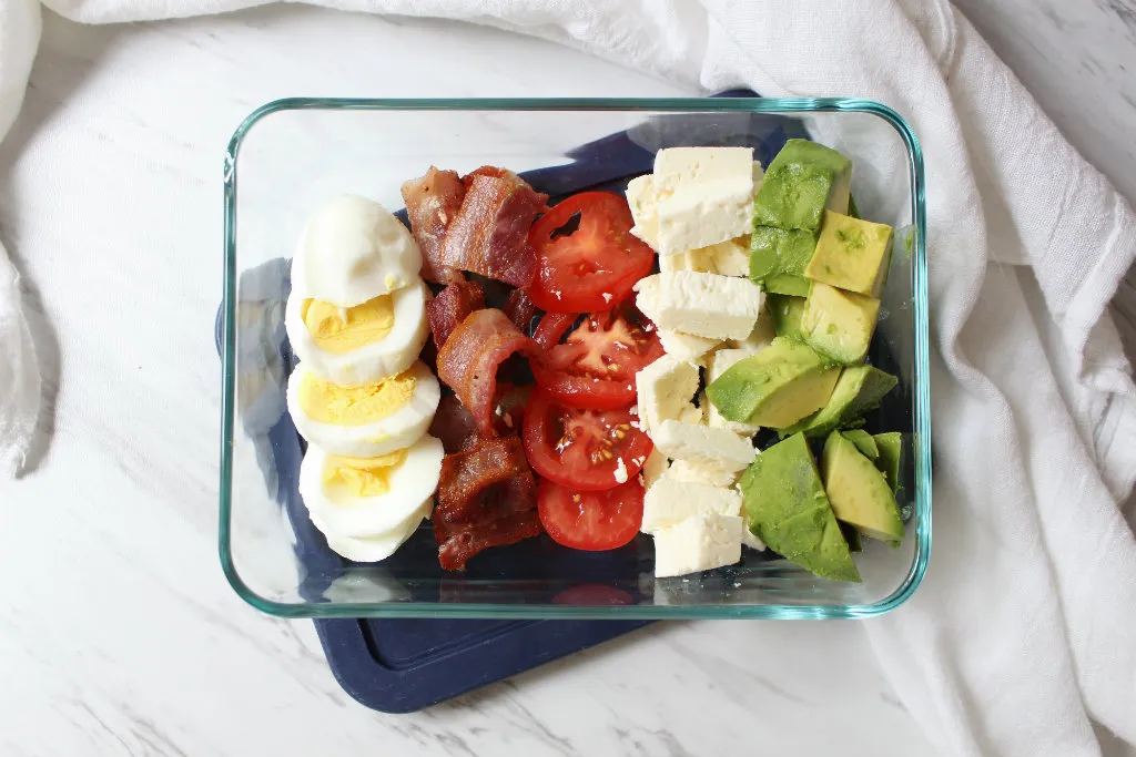 Keto “No Lettuce” Cobb Salad Meal Prep