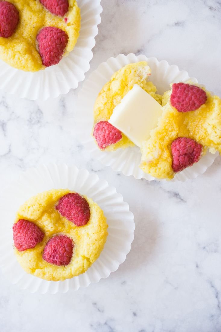 Keto Raspberry “Corn” Muffins