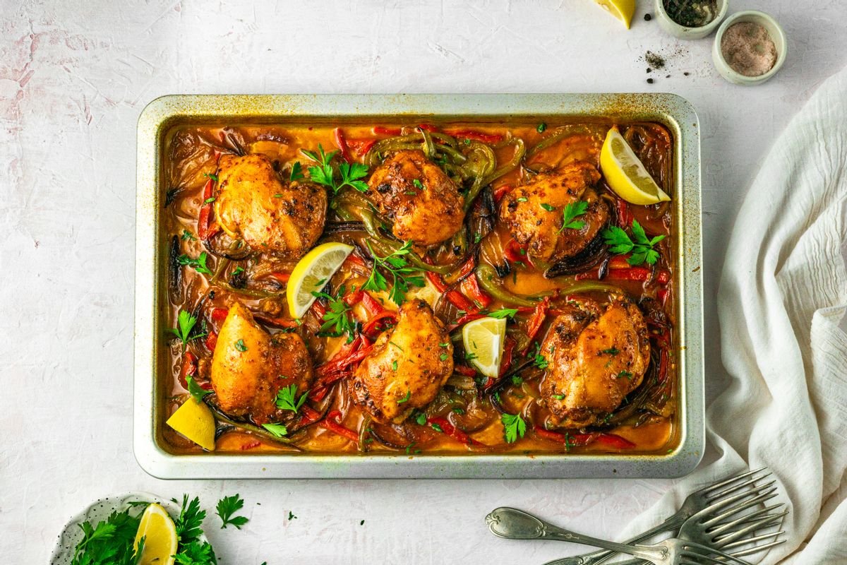 Keto Sheet Pan Smoky Paprika Chicken with Roasted Peppers