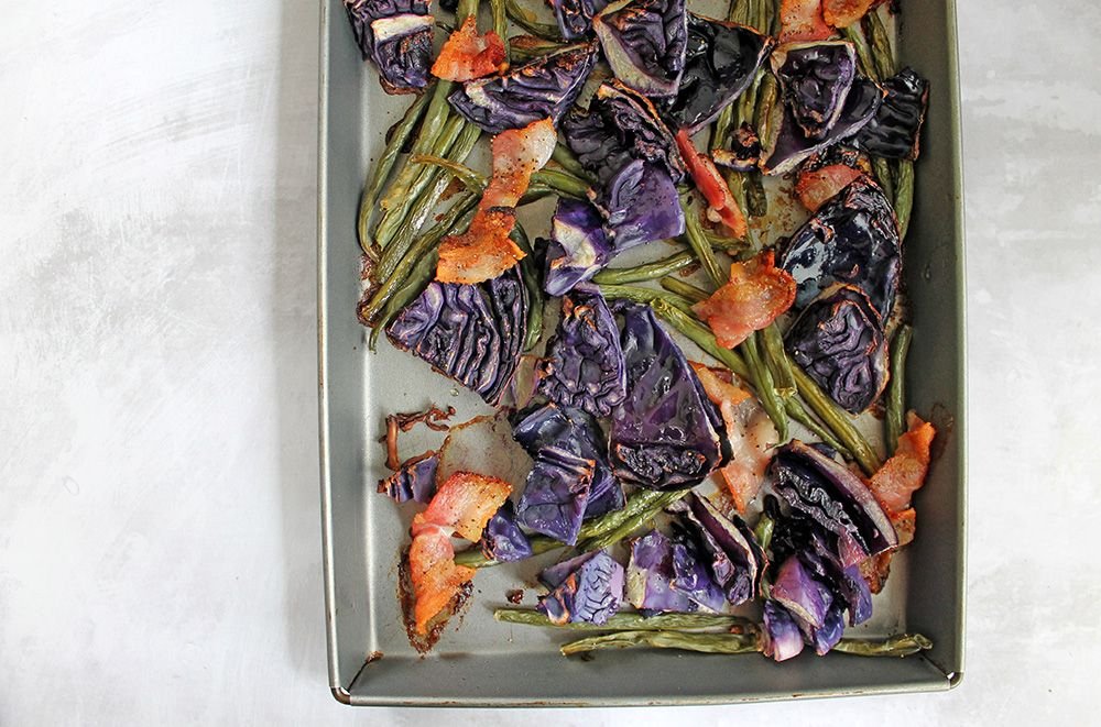Keto Sweet Red Cabbage, Bacon and Green Beans