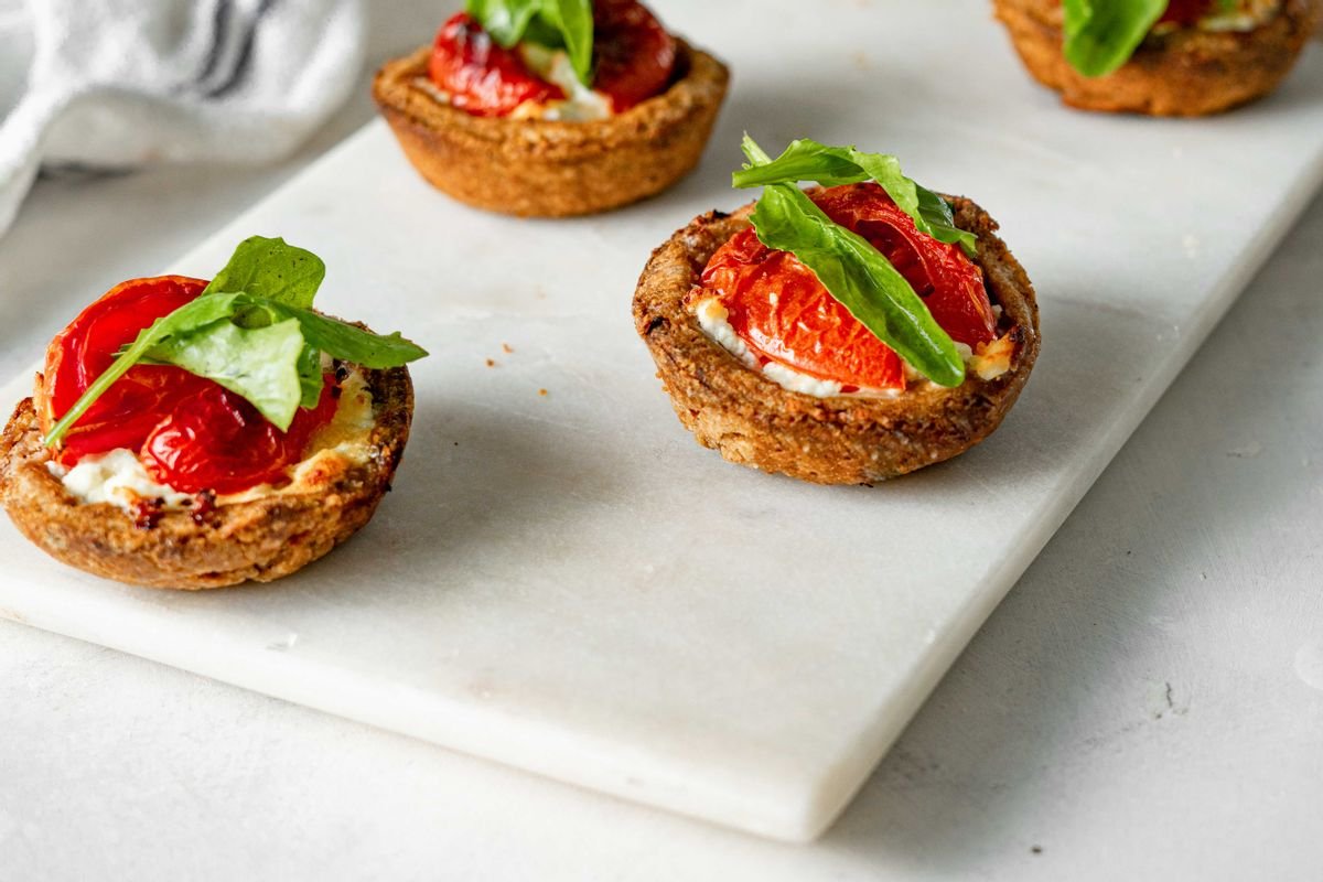 Keto Tea Party Cheese and Tomato Tartlets