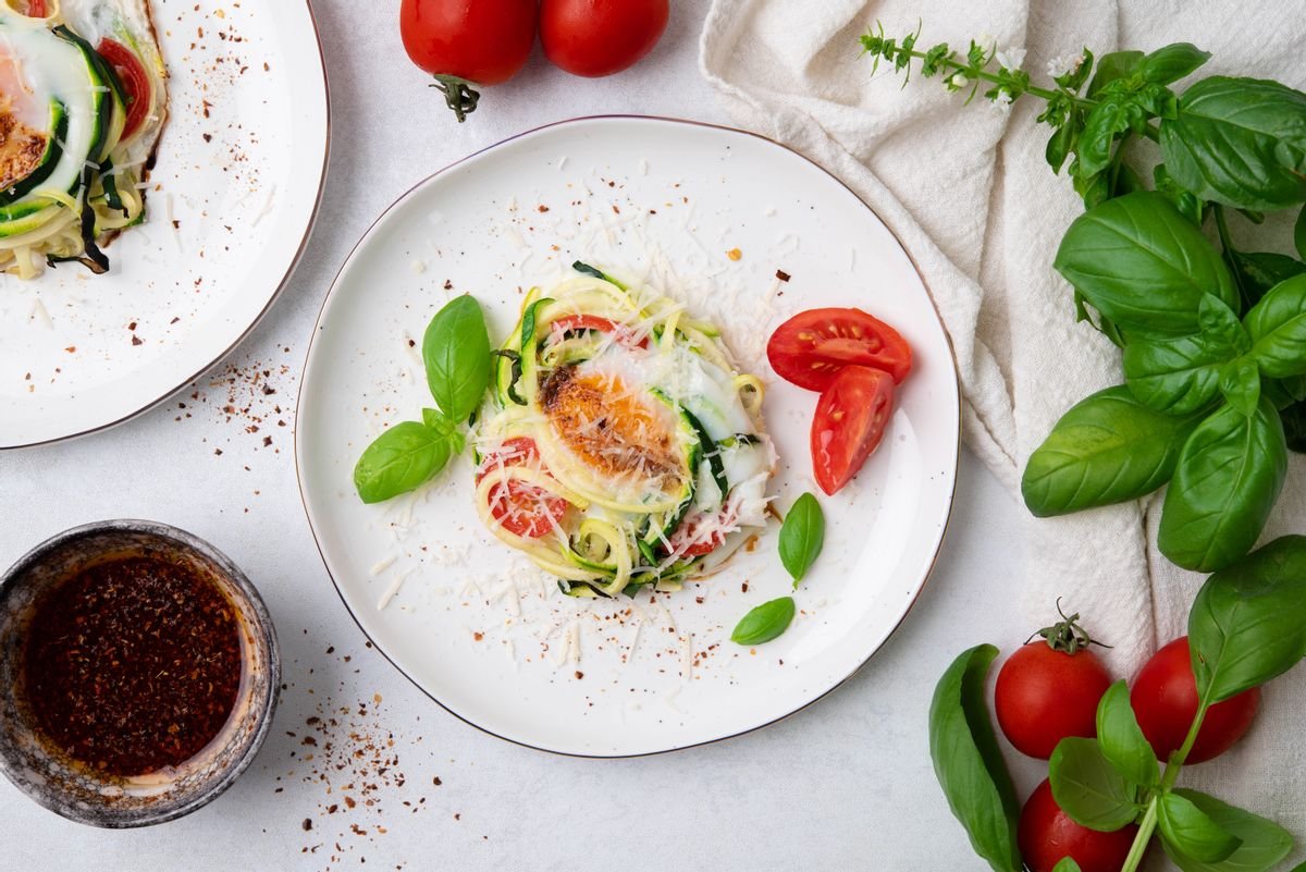 Low-Carb Baked Eggs and Zoodle Bundles