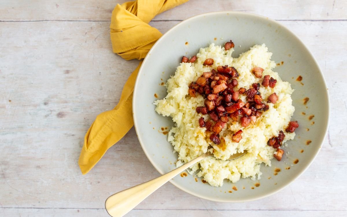Low Carb Cauli Mash with Maple Pancetta
