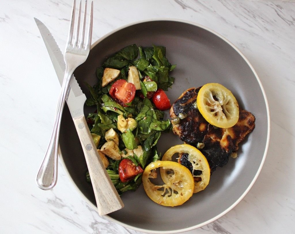 Low Carb French Chicken w Balsamic Spinach Salad