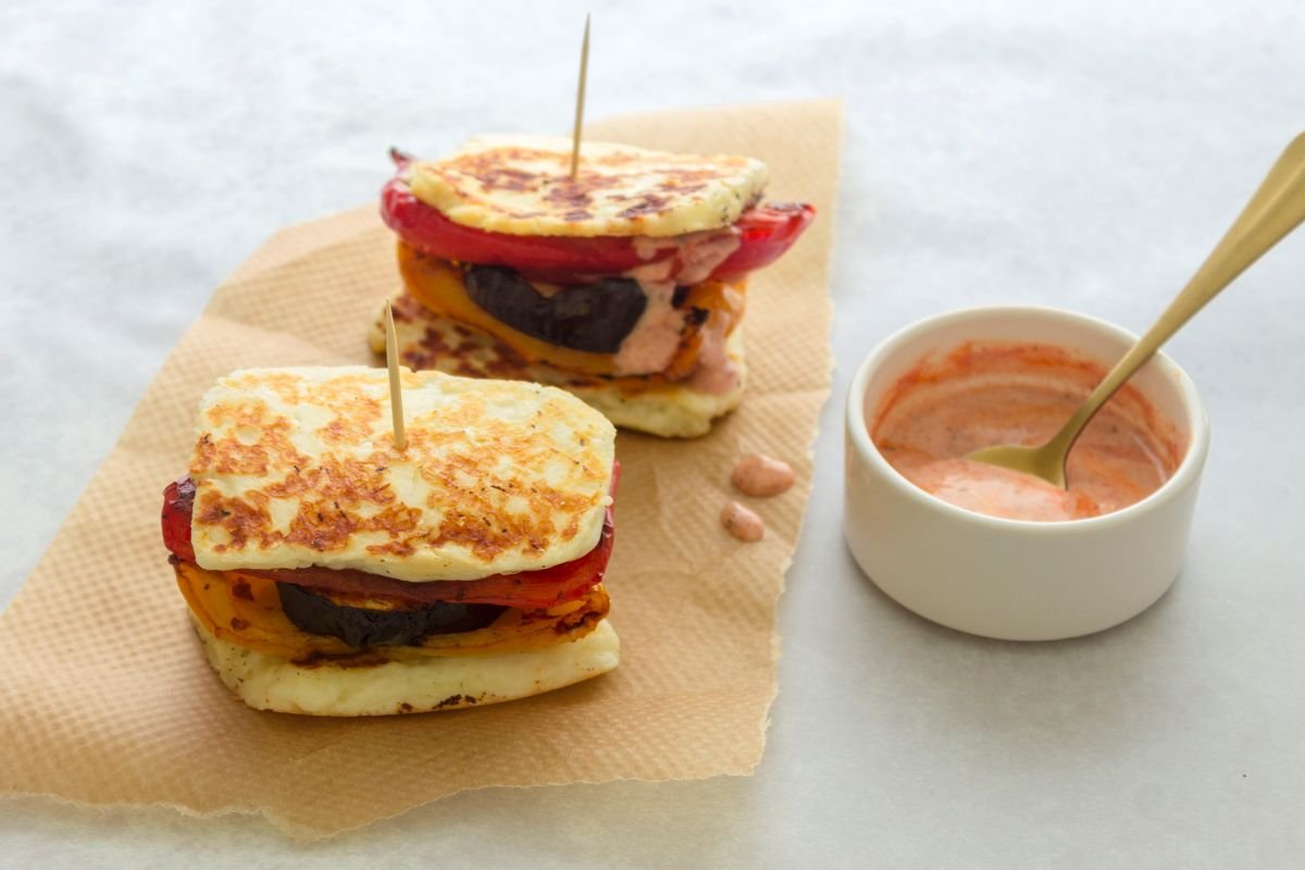 Low Carb Harissa Halloumi Stack