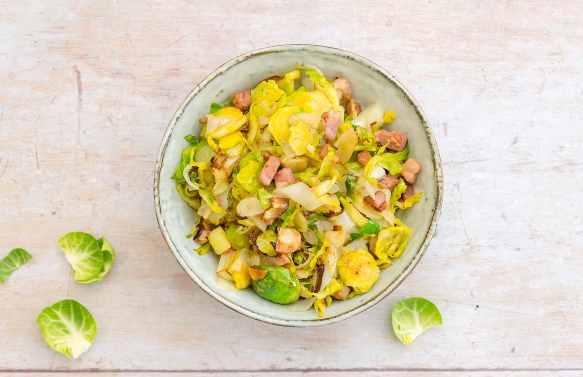 Low Carb Leeks And Sprouts With Pancetta
