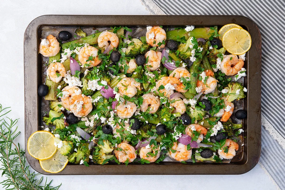 Low-Carb Sheet Pan Mediterranean Shrimp