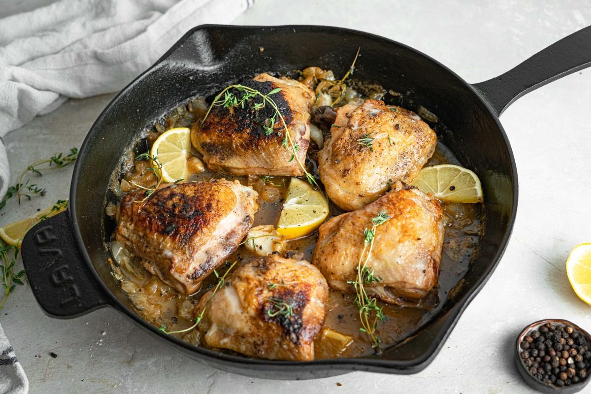 New Year’s Keto Roasted Chicken Thighs Skillet